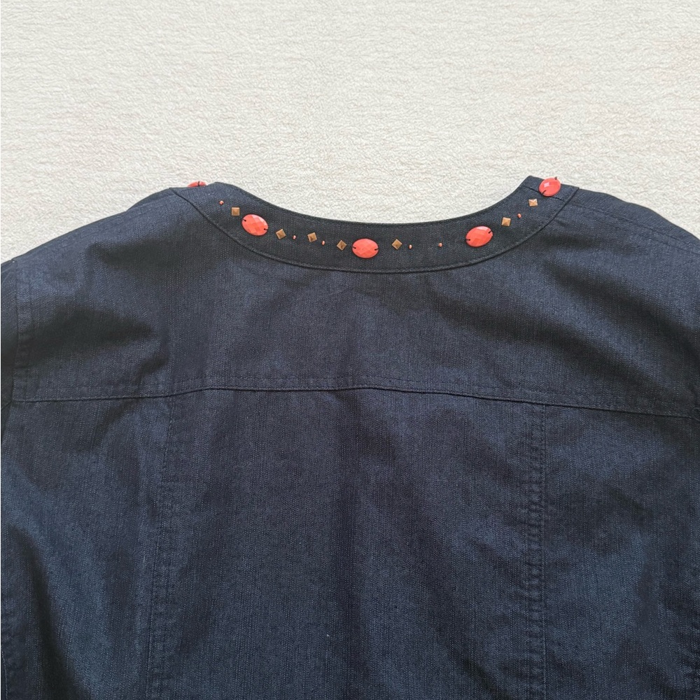 Alfred Dunner Embellished Denim Jacket Size 18 3/4 Sleeves - Picture 11 of 14